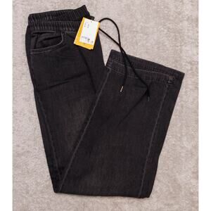 H&M Black Wide Leg Pull On Jeans Denim Pants Womens Size M NWT